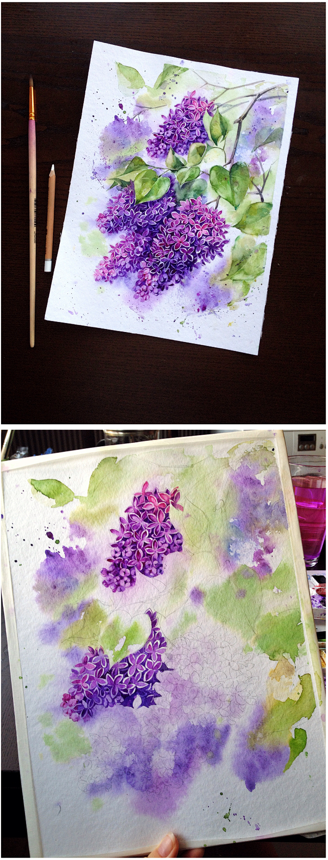 Lilacs in watercolor...