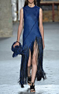 Proenza Schouler Cobalt Fringe Dress Spring Summer 2015