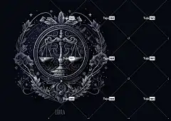天秤座 星座 占星术 星座运势 幻想 Ai产生的 背景 生日贺卡