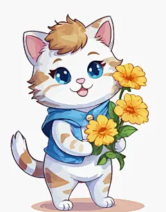 卡通猫咪娃娃矢量图形插画
