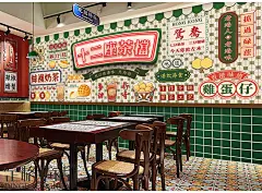 手绘卡通香港墙纸港风茶餐厅装饰壁画港式冰室墙面贴画奶茶店壁纸-淘宝网