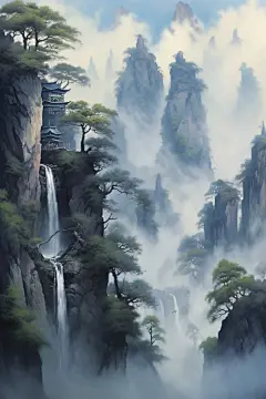 简约古风意境禅意水墨国画风景插画