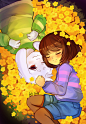 Tags: Fanart, Pixiv, Mikuhoshi, PNG Conversion, Fanart From Pixiv, Undertale, Frisk, Asriel Dreemurr#传说之下 Undertale#