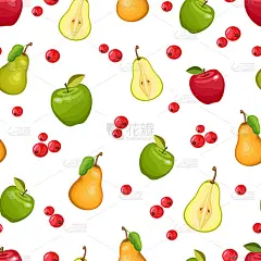 矢量无缝模式与水果和浆果