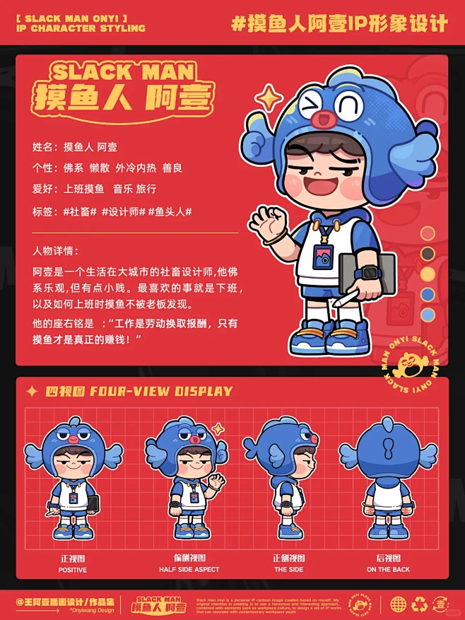 原创动态IP形象｜摸鱼人阿壹2.0