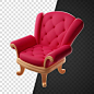 Premium PSD | 3d render armchair stylized illustration