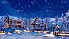 在宁静的冬夜照亮了山乡