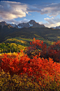 秋季消防山。 Sneffels圣胡安山脉，科罗拉多州