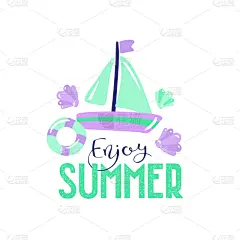 模板,乱画,矢量,可爱的,浮标,游艇,市场营销,夏天,绘画插图,卡通