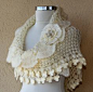 L'âme Insolent / Crochet Ivory Gold Bridal Shawl by lilithist