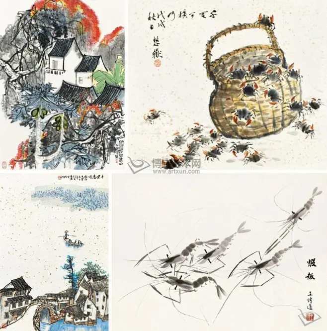 【国画家郎承文作品欣赏】 —— 家家都在花丛中 -花瓣网