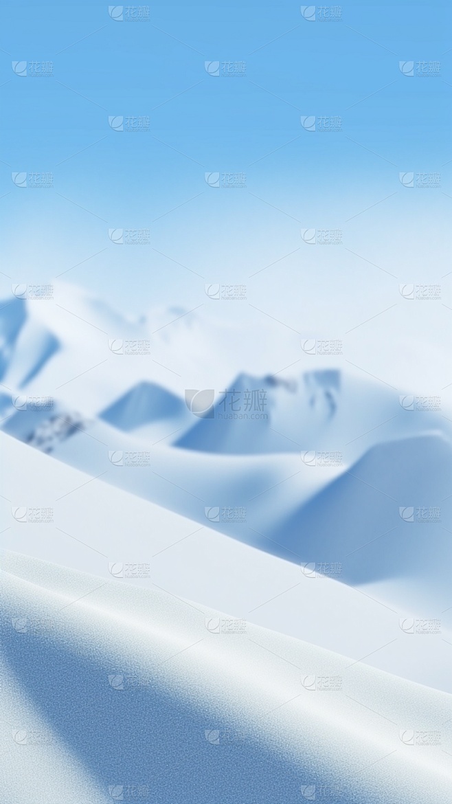 冬季冬天通用简约实景白色雪地雪山天空背景