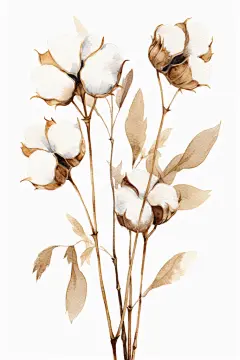 手绘棉花二十四节气传统节日寒露插画