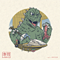 godzilla kaiju screenprint Sushi japanese monster