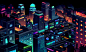 General 2000x1200 Romain Trystam digital art cityscape city lights colorful