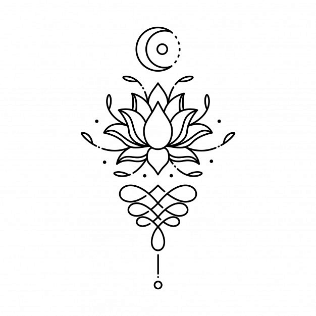 几何莲花纹身花纹矢量图