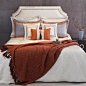 新中式简约现代酒店样板间家具展白色回纹间棉橘色系列套件-淘宝网
