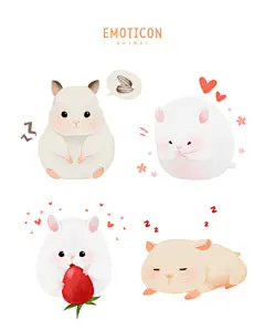 可爱表情 仓鼠系列 可爱萌宠 手绘动物  动物插图插画设计PSD tid27