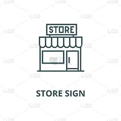 店面标志向量线图标，线性概念，轮廓标志，符号_5222801885