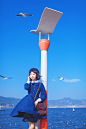 昆明滇池海埂公园.jpg (800×1200)
蓝色系，洋装小裙子可爱，海军服
