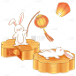 孔明灯兔子月饼-可爱-中秋节