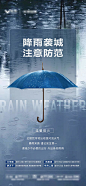 地产天气预警降雨温馨提示海报-源文件分享-ywjfx.cn