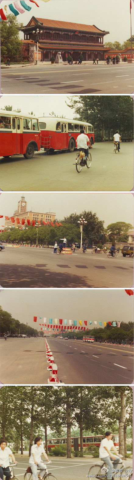 八十年代北京的市中心，那时候马路很宽，汽...