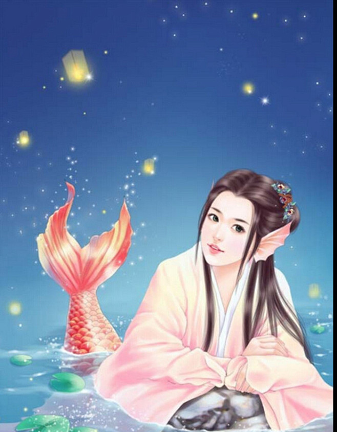 玄幻古风手绘插画美人鱼