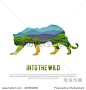 Vector poster on themes: wild animals of Africa, safari, animals of the Savannah, survival in the wild, hunting, camping, trip. Leopard.