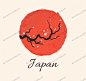 日本创意水墨画水彩画山水画风景樱花EPS矢量AI背景图片设计素材#海#纸张底纹#喷印素材#打印#明信片#卡片#印刷#唯美梦幻#平铺背景
