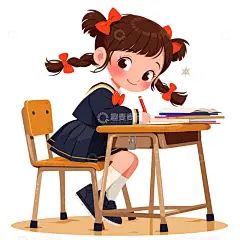 学生学习卡通插画风格高清模板免费下载-趣麦麦图