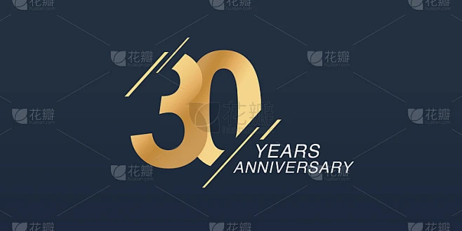 30周年纪念向量图标。图形设计元素与黄金数字素材-花瓣网