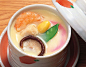 蒸蛋羔 chawa mushi 茶碗蒸し 一般里面放虾，里芋，银杏，蘑菇，青豌豆