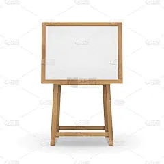向量木制棕色锡耶纳艺术板画架与模拟空空白水平画布在框架孤立的背景