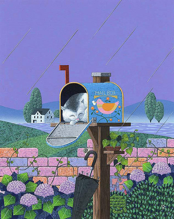 日本的安田雅章，作品是有点版画风格的风景...