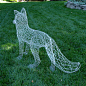 Life Size Fox Wire Sculpture - back : 20 gauge galvanized steel wire, over 350 feet of it, hand twisted.  25" H x 38" L.