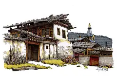 乡村民居手绘 · 水性马克笔 | 来自艺术家夏克梁作品~~~