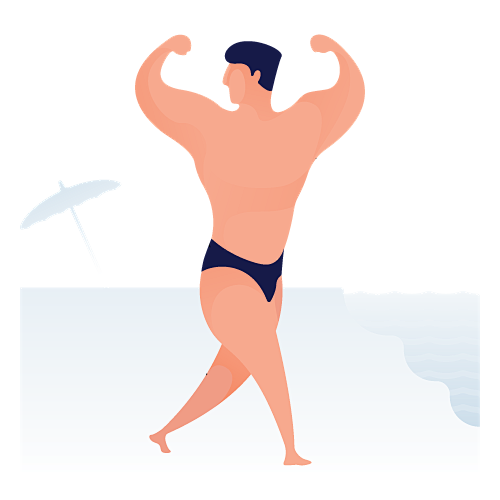 man posing on beach