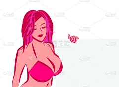 胸罩,女孩,布告,巨大的,拿着,健康保健,热情,传单