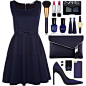 A fashion look from January 2015 featuring dark blue dress, stuart weitzman shoes and blue purse. Browse and shop related looks.