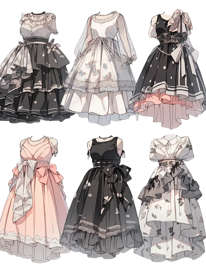 连衣裙｜oc穿搭礼服服设手帐插画素材38弹-花瓣网