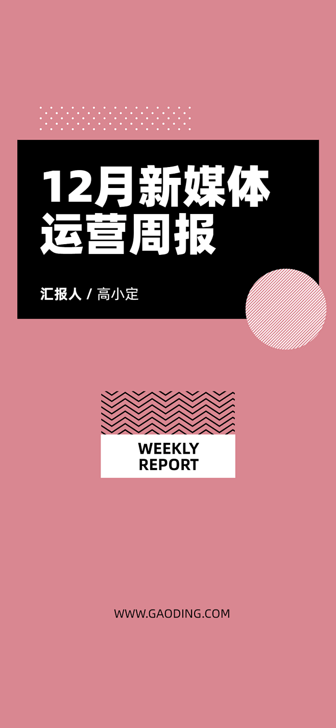 运营周报工作总结计划竖版PPT