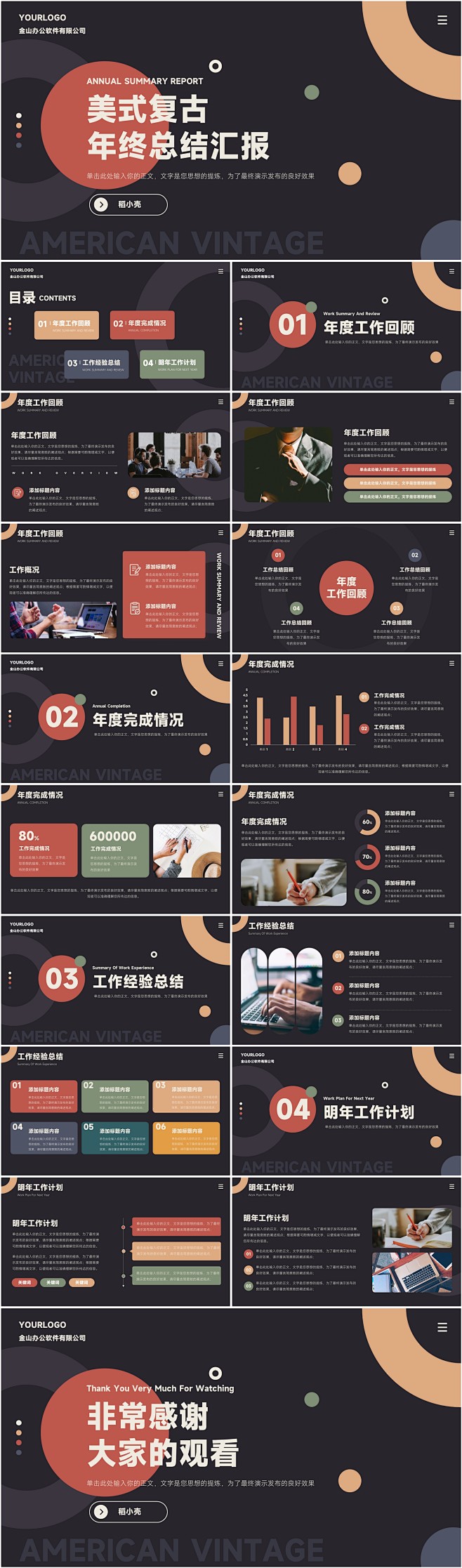 美式复古简约风年终总结汇报