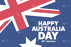 澳洲国庆日快乐。1月26日。节日的概念。模板的背景，旗帜，卡片，海报与文字题词。向量EPS10插图。