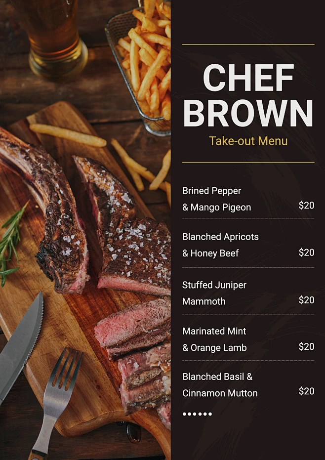 Chef Brown Menu Introduction Simple Fashion Style 素材-花瓣网