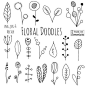 Doodle Blumen Clipart und Vektoren Hand von StudioDenmark auf Etsy: 