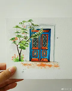 小清新水彩：窗
希望心灵的门窗永远敞开 
#手绘作品#（作者：@我是鸭梨鸭梨鸭梨呀 ） ​ ​​​​