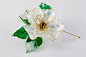 TO ORDER! Gold White Rose Brooch Green Leaf Glass Flower Jewelry Wedding Bridal Ornament Pure Love Simbol Floral Accessory Gemstone : Gold White Rose Brooch