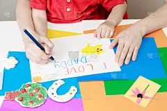 父亲,礼物,母子,儿童游戏陶土,贺卡,家庭,玩具,铅笔,儿童教育,小的