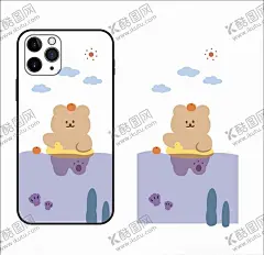 游泳的小熊 【酷图网】2021新年,卡通小熊,可爱小熊,手绘熊,bear,小清新壁纸,女生手机壳